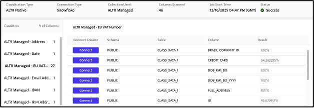 ALTR Native Data Classification
